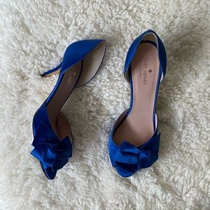 Kate Spade Sala satin royal blue open toe heels